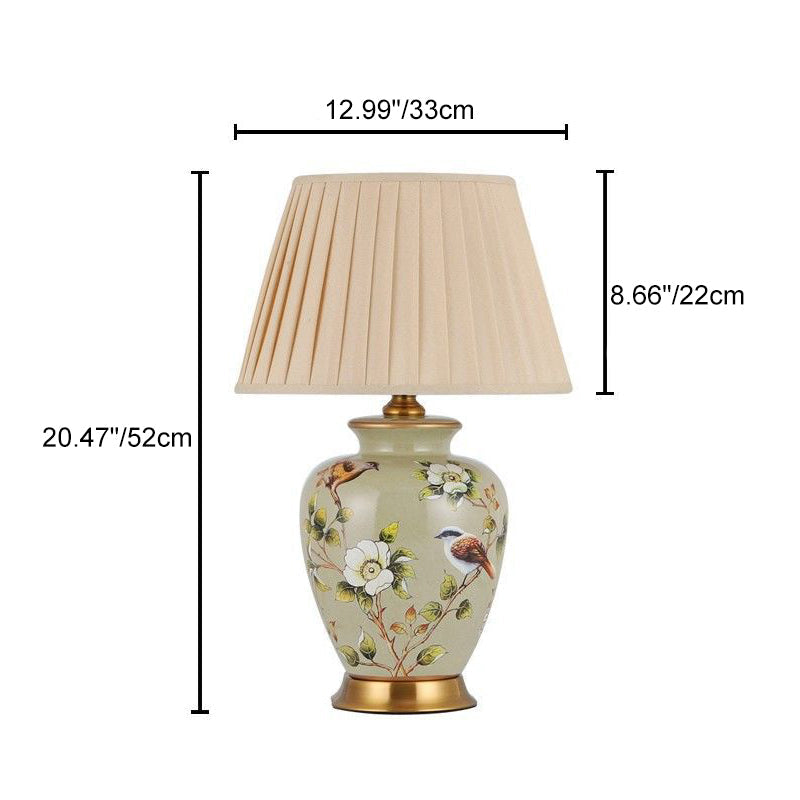 Cone Lampshade Ceramic Fabric Table Lamp
