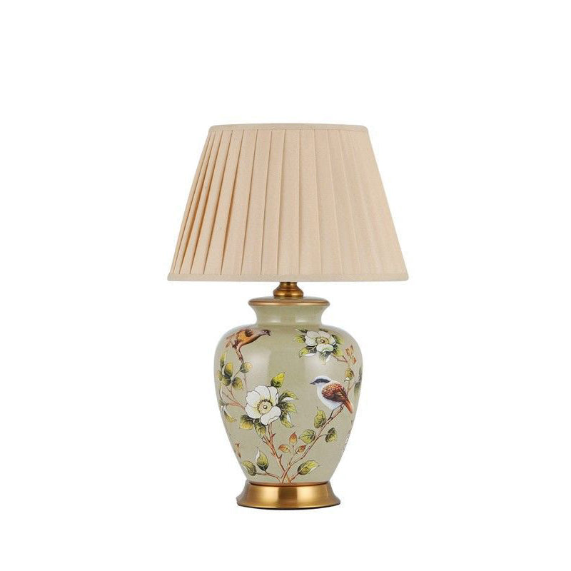 Cone Lampshade Ceramic Fabric Table Lamp
