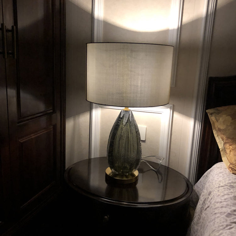 Cylinder Glaze Iron Fabric Table Lamp