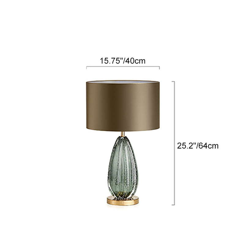 Cylinder Glaze Iron Fabric Table Lamp