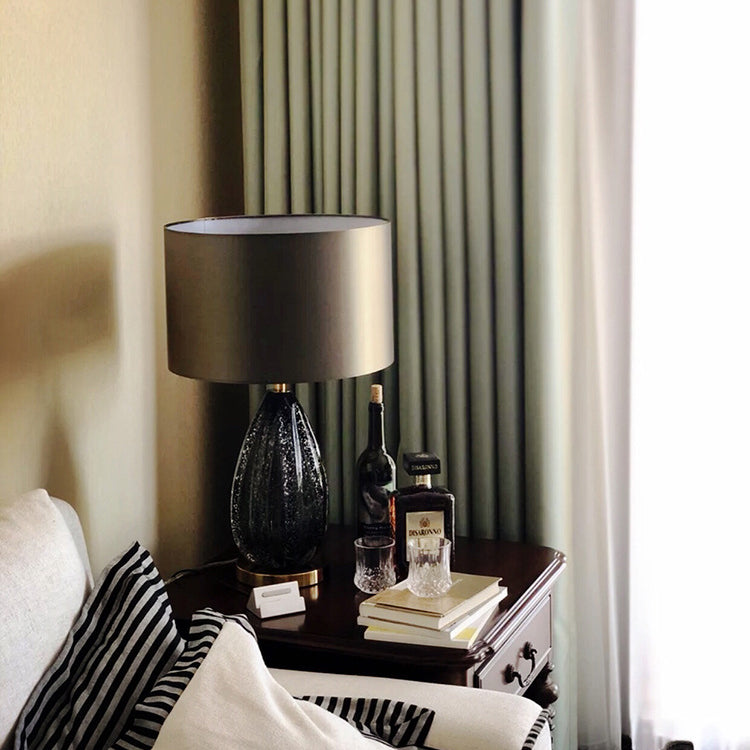 Cylinder Glaze Iron Fabric Table Lamp