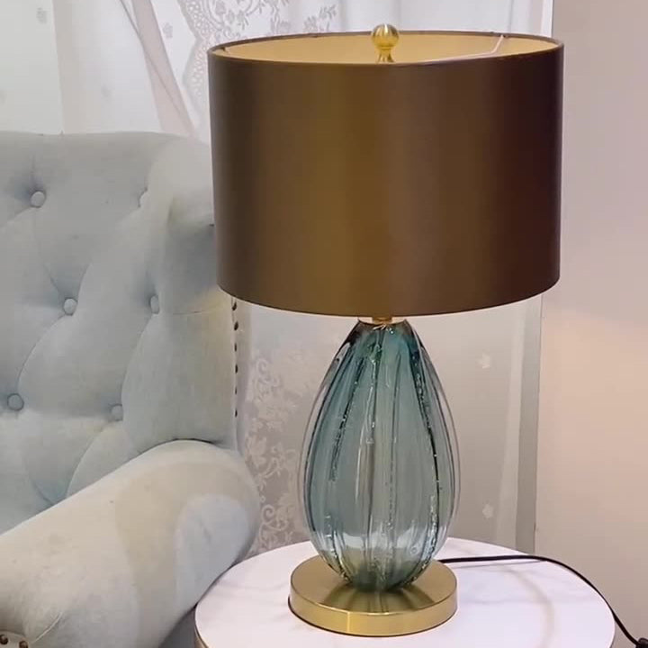 Cylinder Glaze Iron Fabric Table Lamp