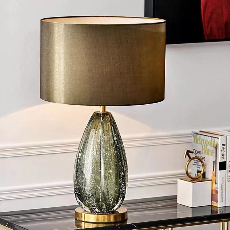Cylinder Glaze Iron Fabric Table Lamp