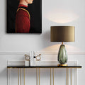 Cylinder Glaze Iron Fabric Table Lamp