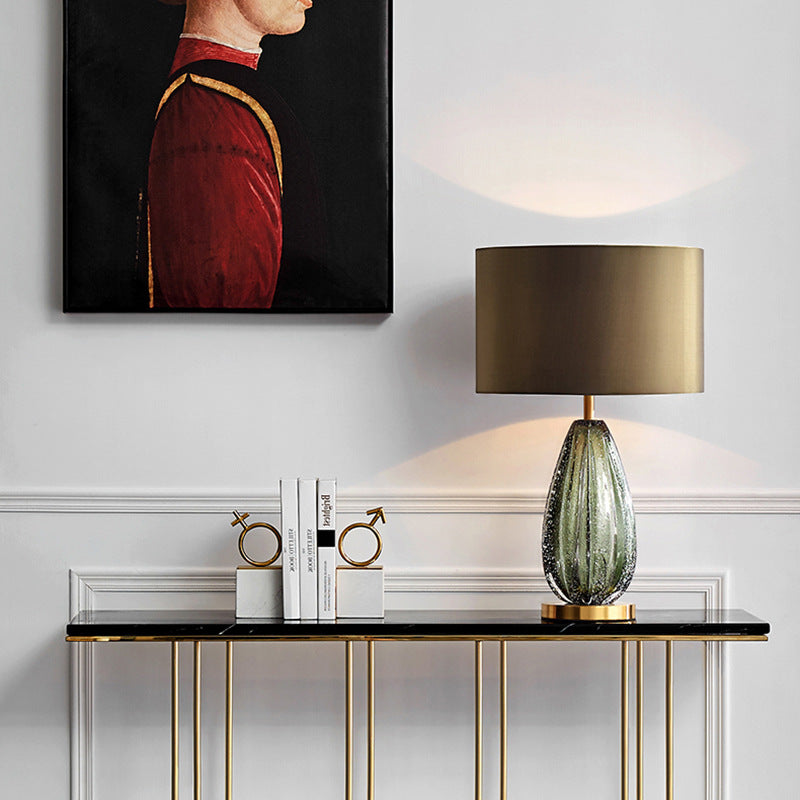 Cylinder Glaze Iron Fabric Table Lamp