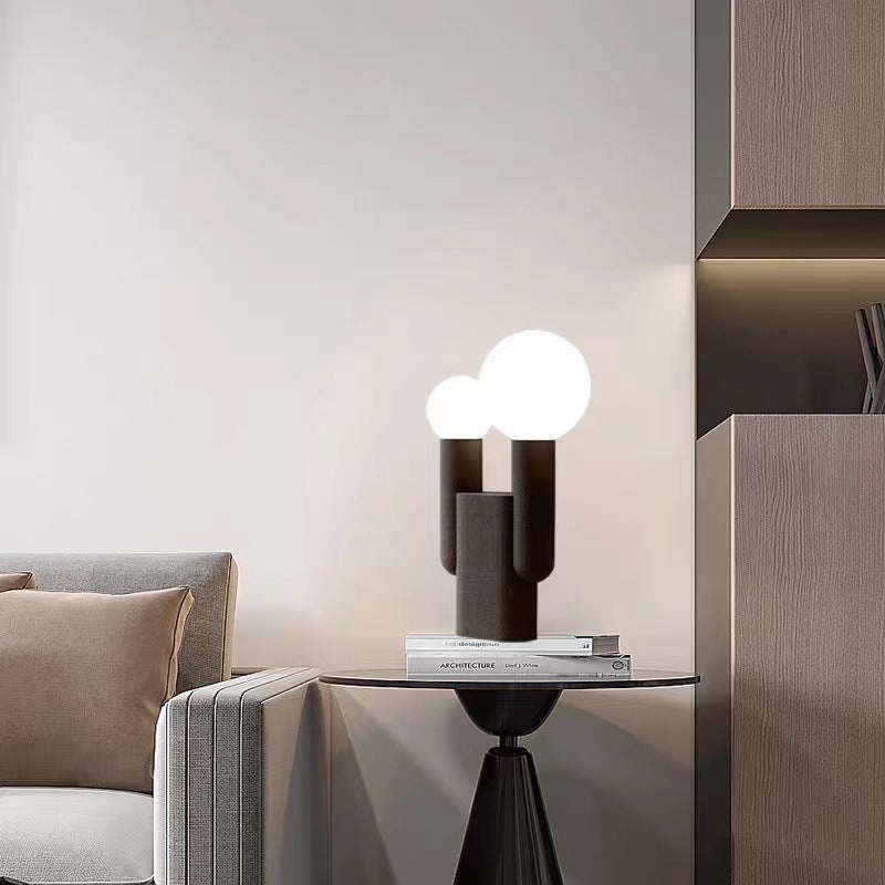 Cylinder Resin Glass Bedroom 2-Light Table Lamp