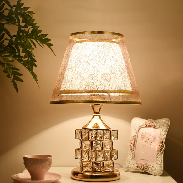 Cone Lampshade Aluminum Crystal Table Lamp