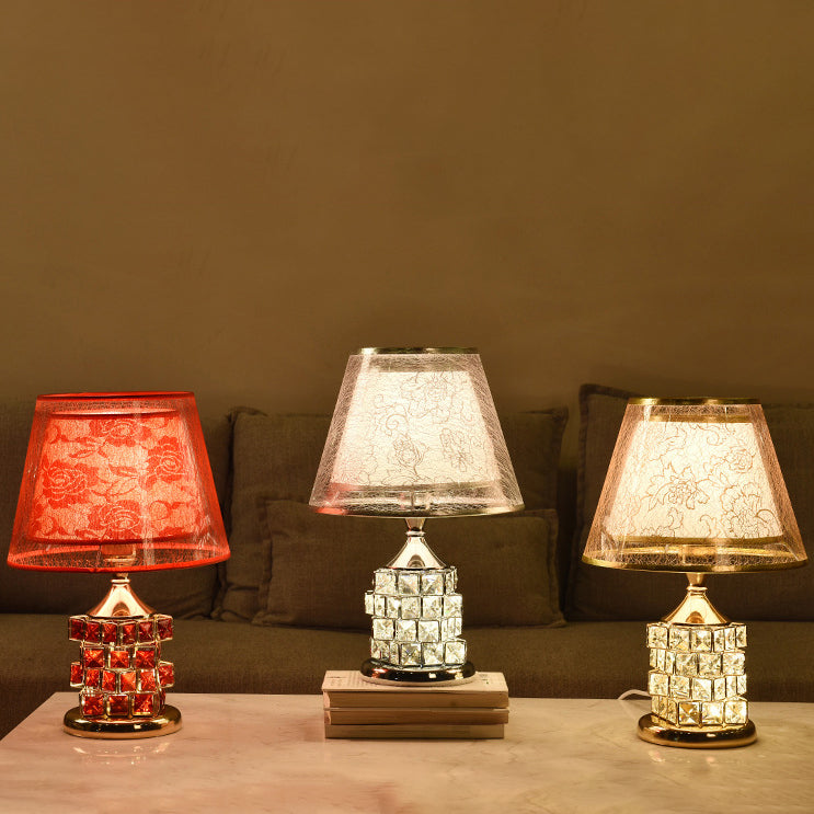 Cone Lampshade Aluminum Crystal Table Lamp