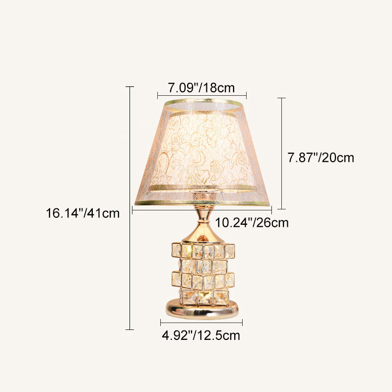 Cone Lampshade Aluminum Crystal Table Lamp