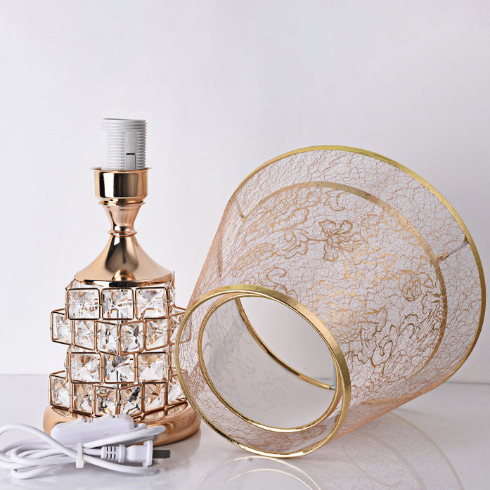Cone Lampshade Aluminum Crystal Table Lamp
