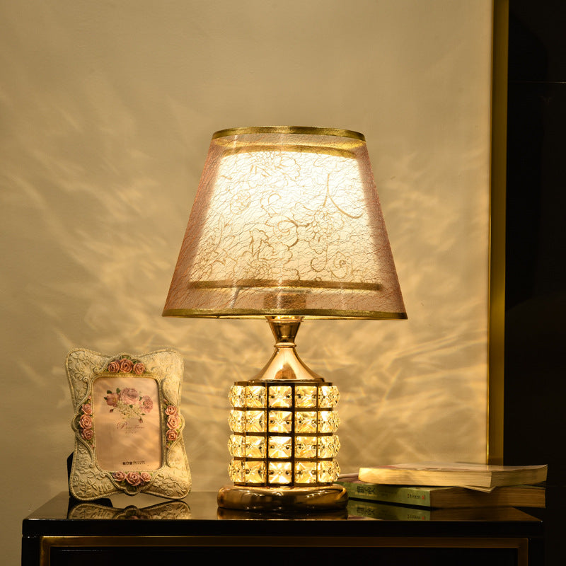 Cone Lampshade Aluminum Crystal Table Lamp