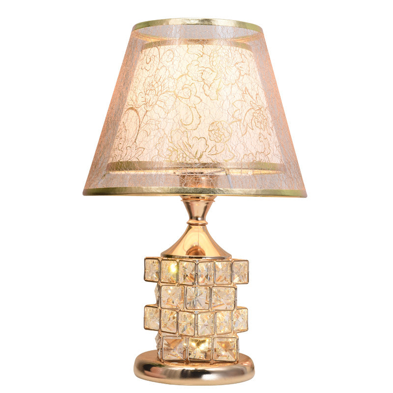 Cone Lampshade Aluminum Crystal Table Lamp