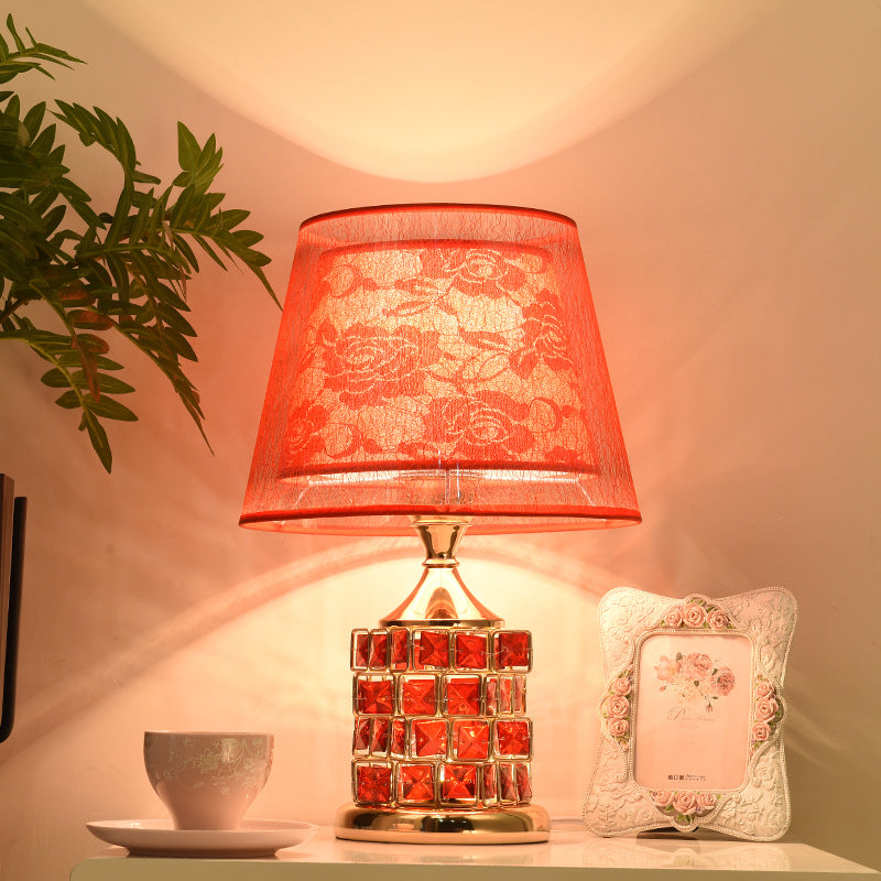 Cone Lampshade Aluminum Crystal Table Lamp