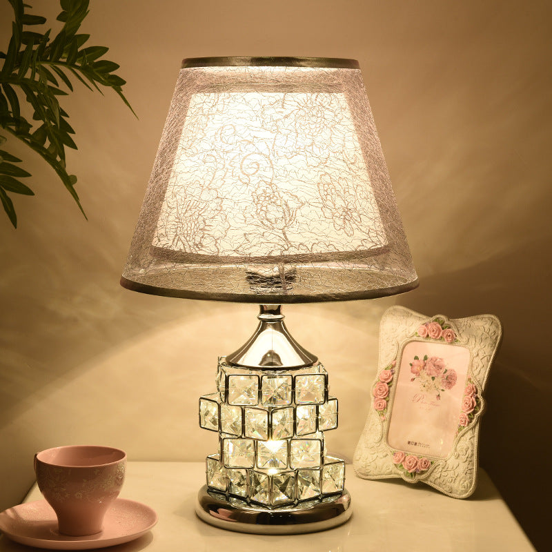 Cone Lampshade Aluminum Crystal Table Lamp