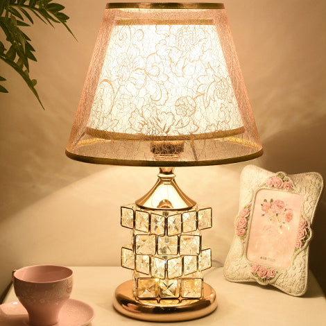 Cone Lampshade Aluminum Crystal Table Lamp