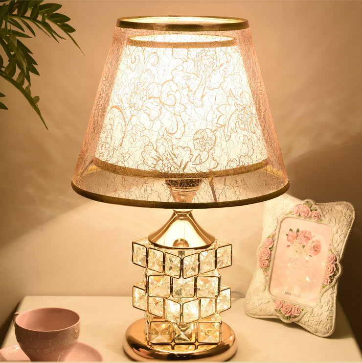 Cone Lampshade Aluminum Crystal Table Lamp