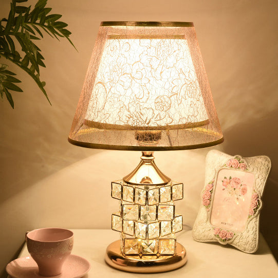Cone Lampshade Aluminum Crystal Table Lamp