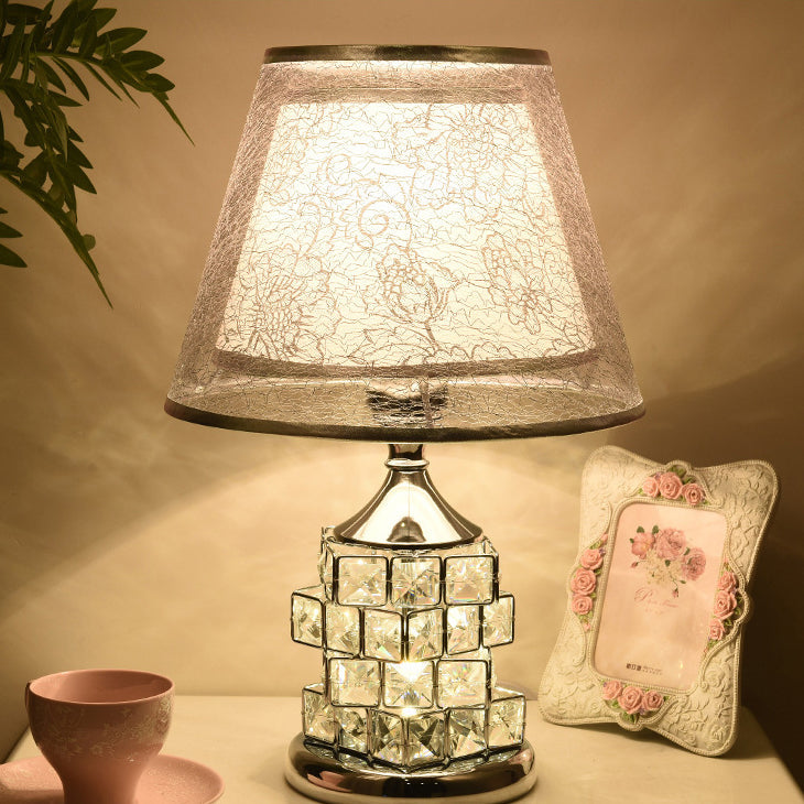 Cone Lampshade Aluminum Crystal Table Lamp