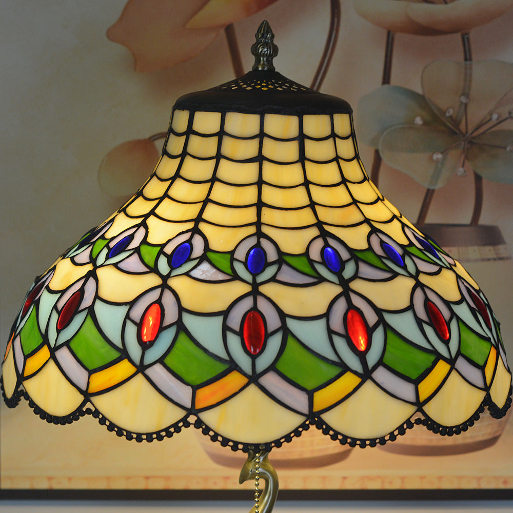 Peacock Dome Copper Glass Table Lamp