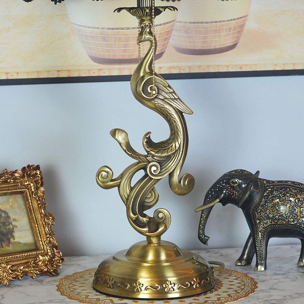 Peacock Dome Copper Glass Table Lamp
