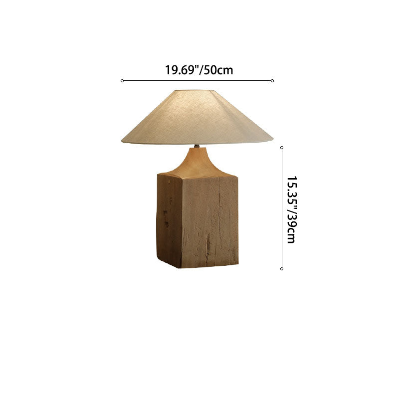 Cone Solid Wood Linen Table Lamp