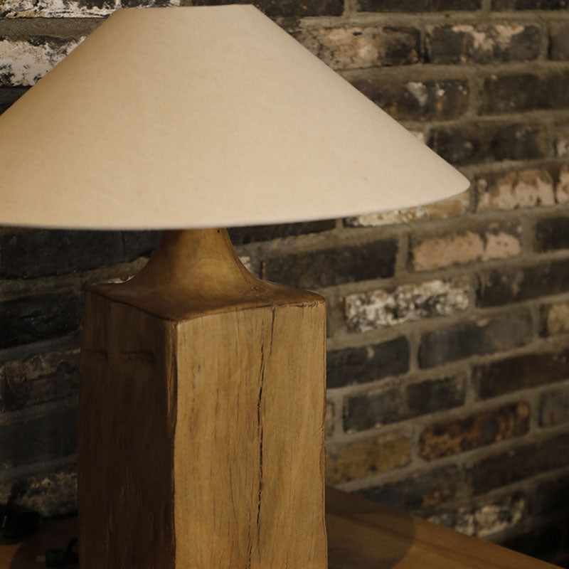 Cone Solid Wood Linen Table Lamp