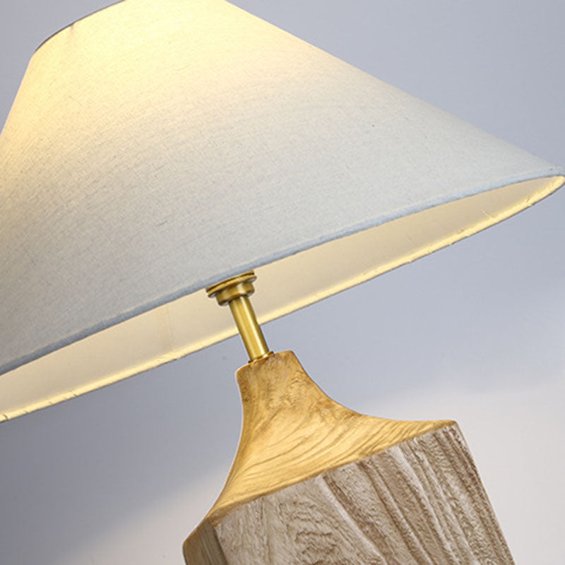 Cone Solid Wood Linen Table Lamp