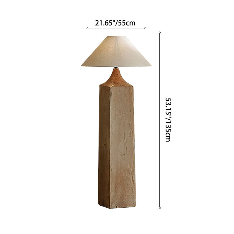Cone Solid Wood Linen Floor Lamp