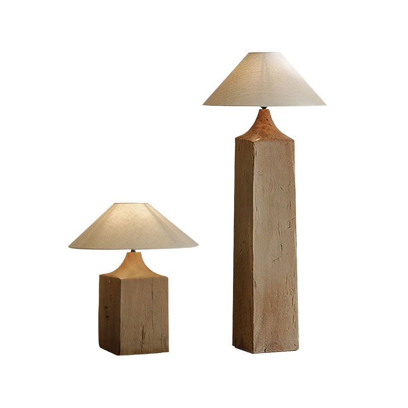 Cone Solid Wood Linen Floor Lamp