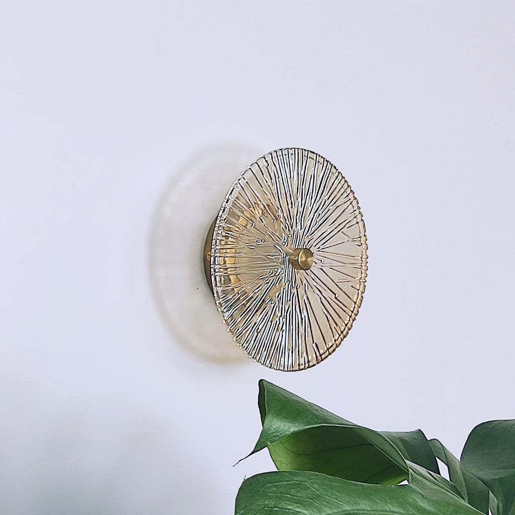Round Metal Glass Living Wall Lamp