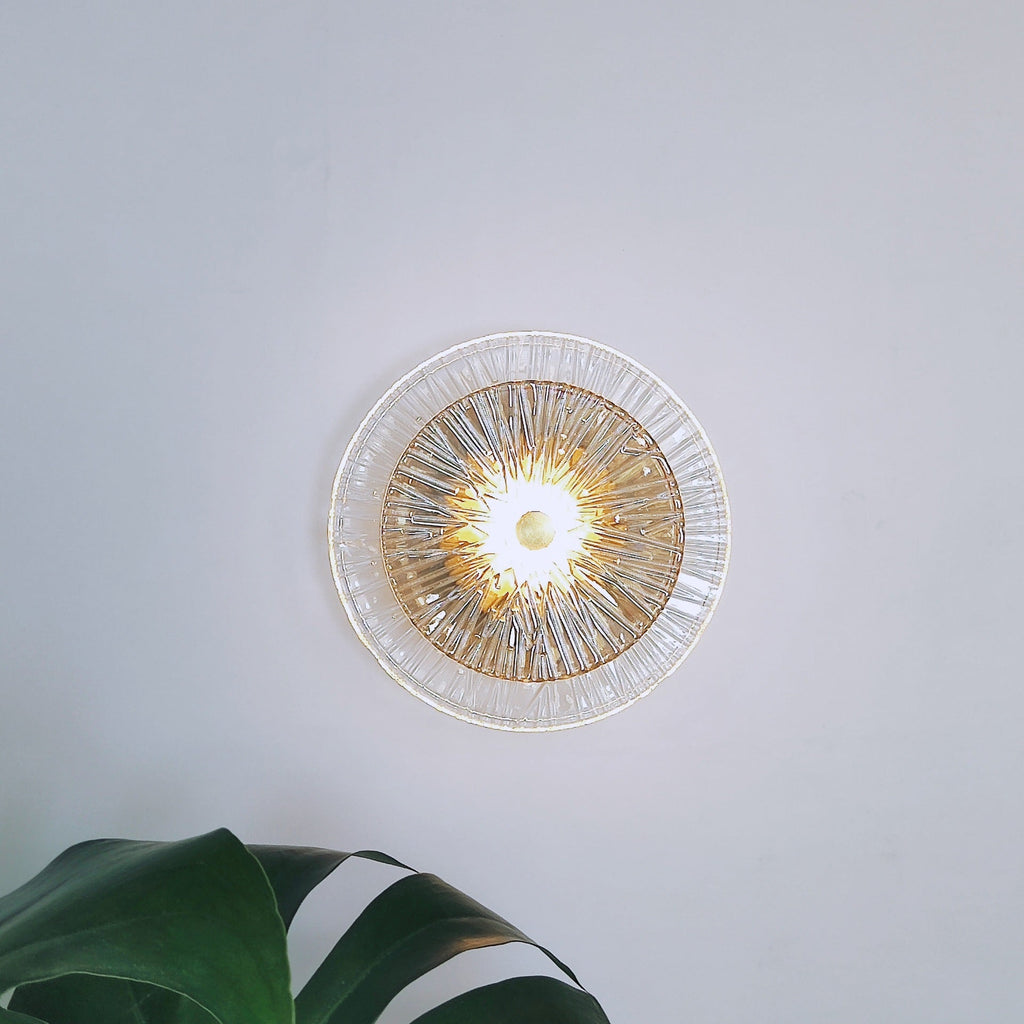 Round Metal Glass Living Wall Lamp