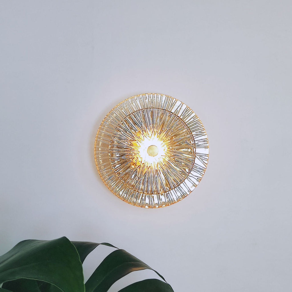 Round Metal Glass Living Wall Lamp