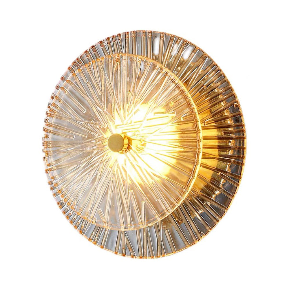 Round Metal Glass Living Wall Lamp