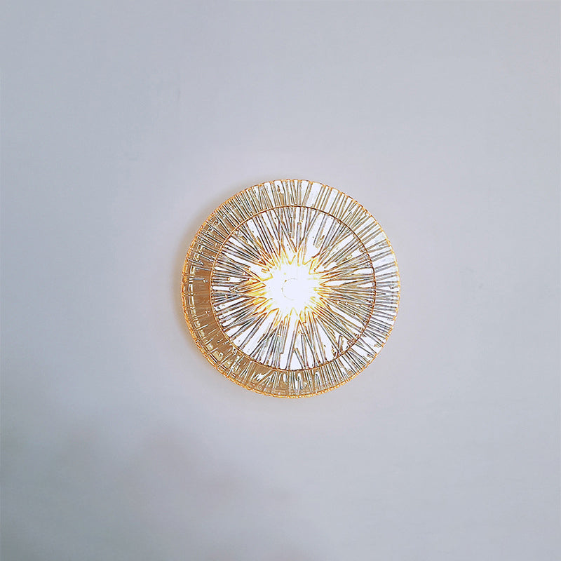 Round Metal Glass Living Wall Lamp