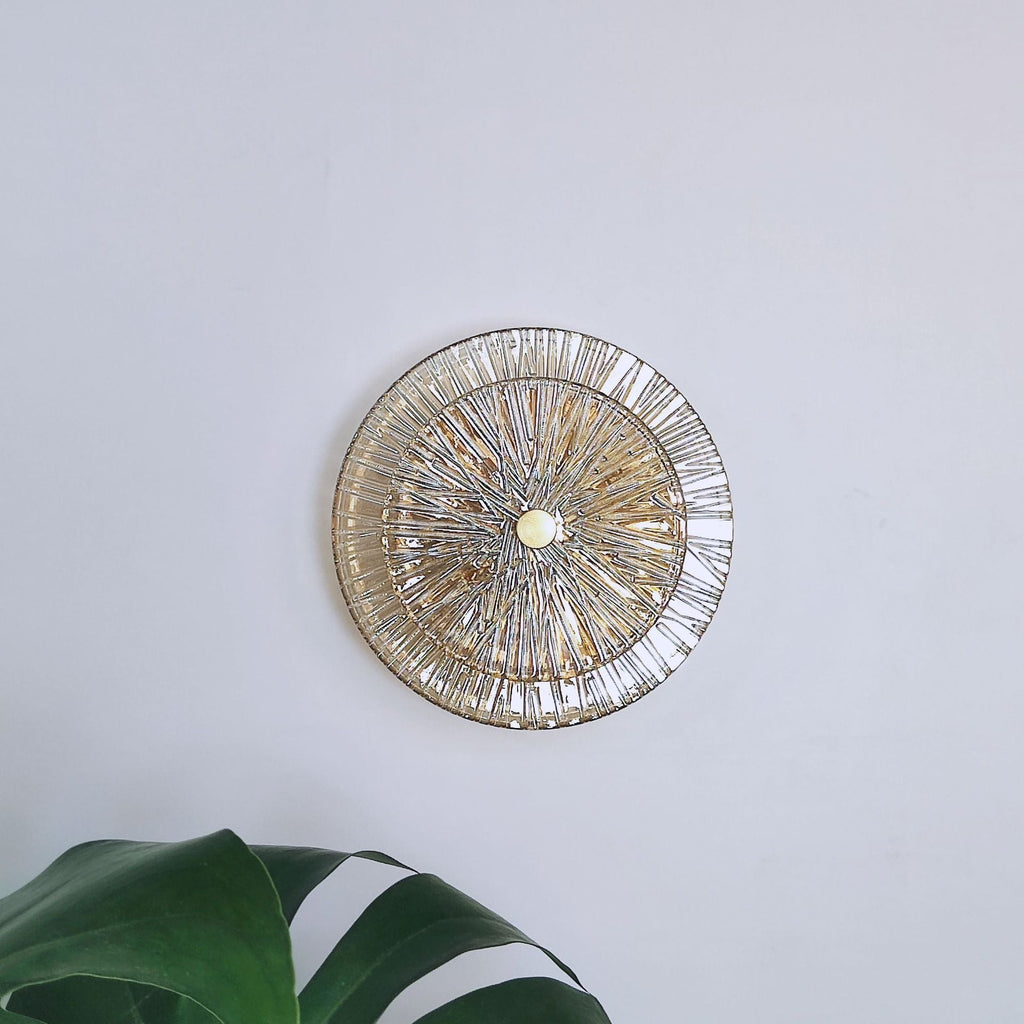 Round Metal Glass Living Wall Lamp