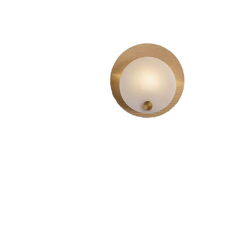 Round Copper Marble Living Wall Lamp