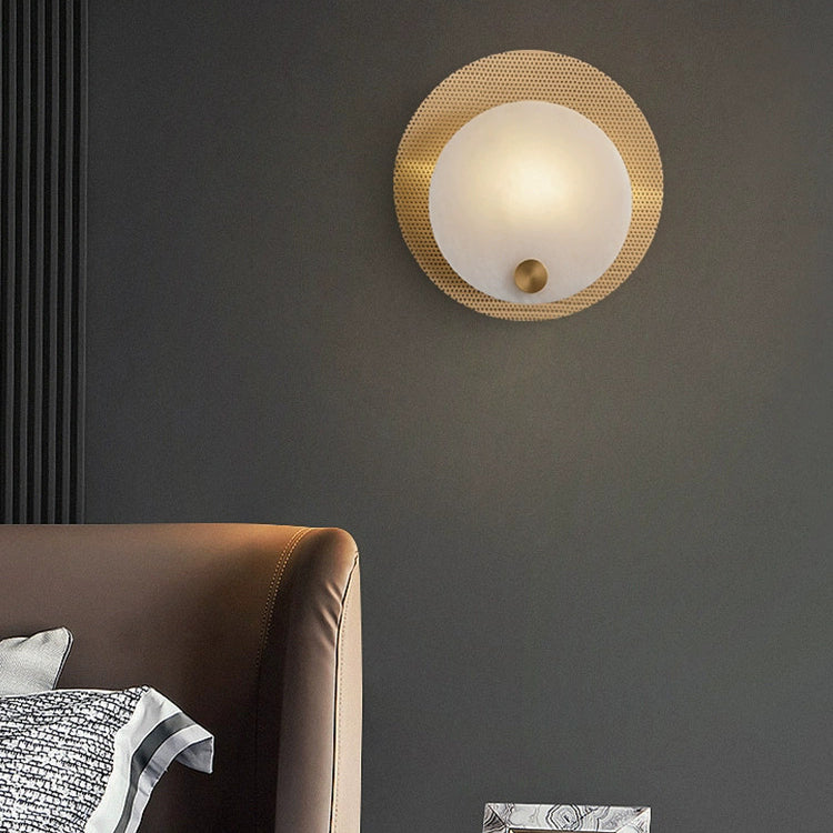 Round Copper Marble Living Wall Lamp