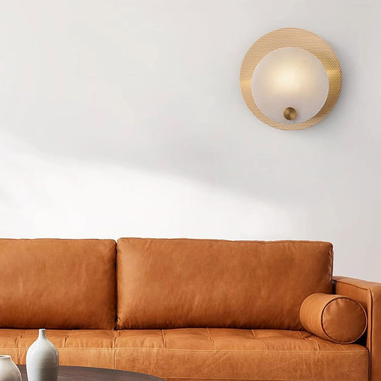 Round Copper Marble Living Wall Lamp