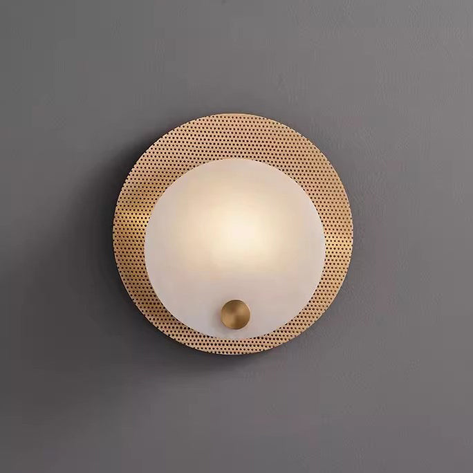 Round Copper Marble Living Wall Lamp