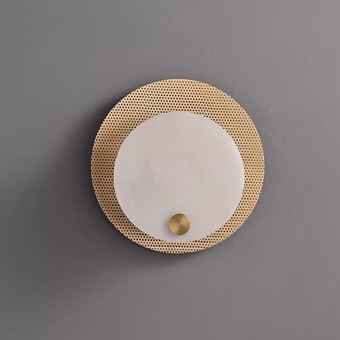 Round Copper Marble Living Wall Lamp