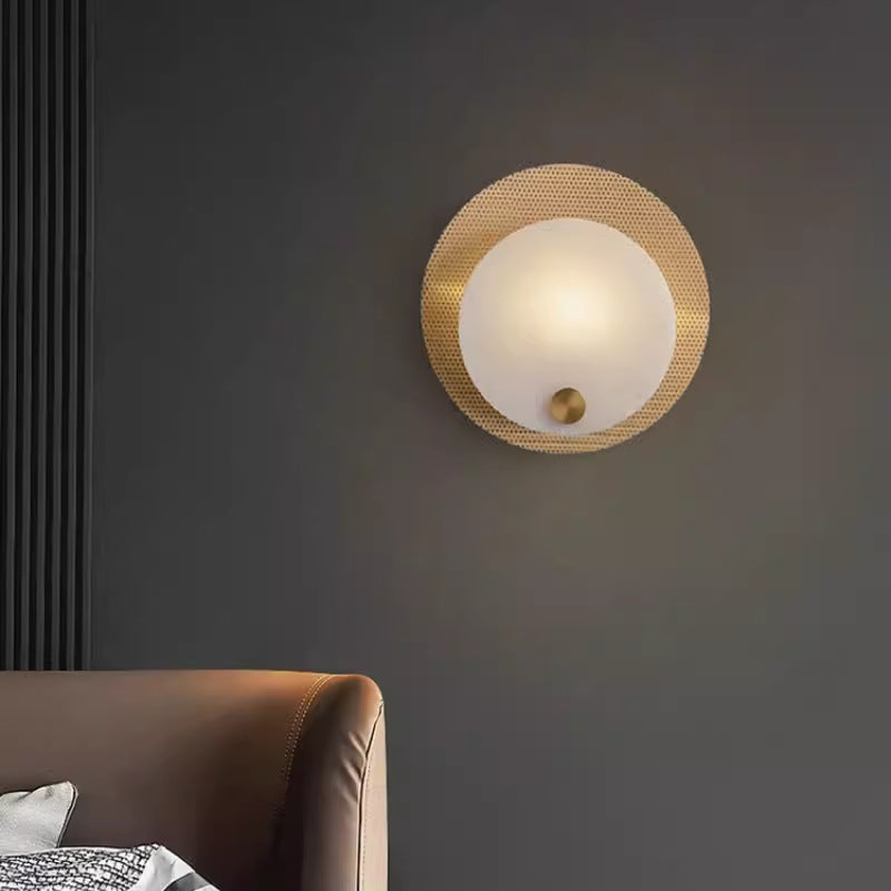 Round Copper Marble Living Wall Lamp