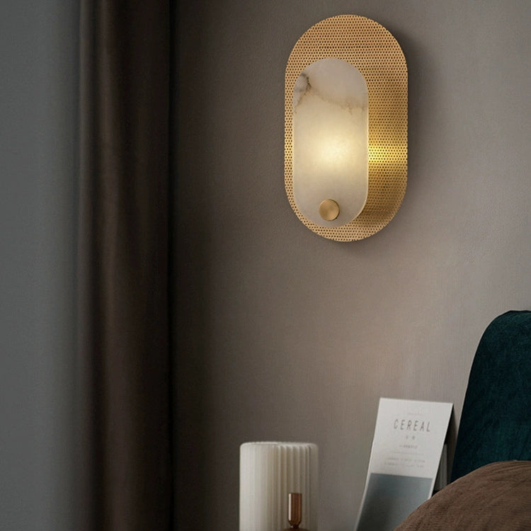 Oval Copper Marble Living Wall Lamp
