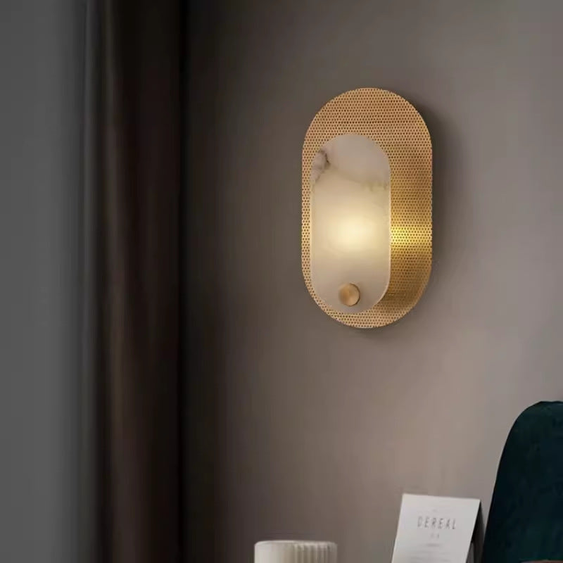 Oval Copper Marble Living Wall Lamp