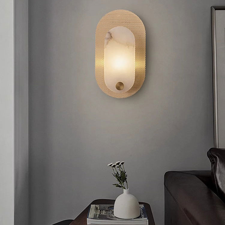 Oval Copper Marble Living Wall Lamp