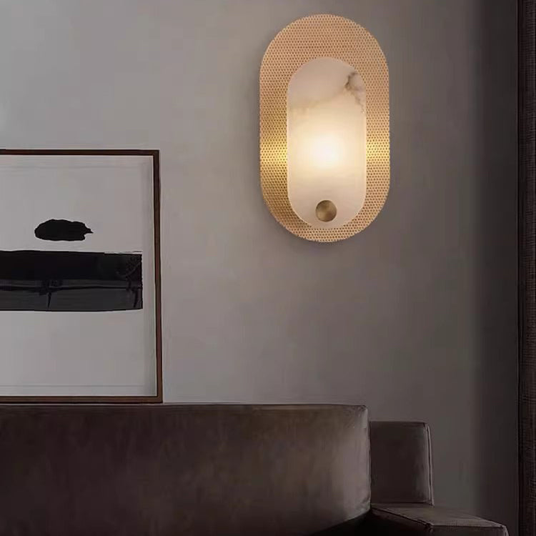 Oval Copper Marble Living Wall Lamp