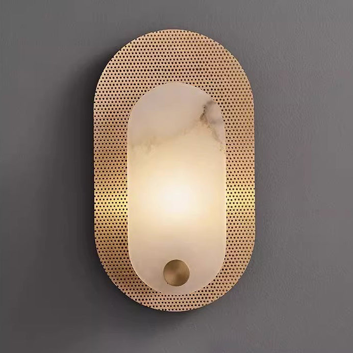 Oval Copper Marble Living Wall Lamp