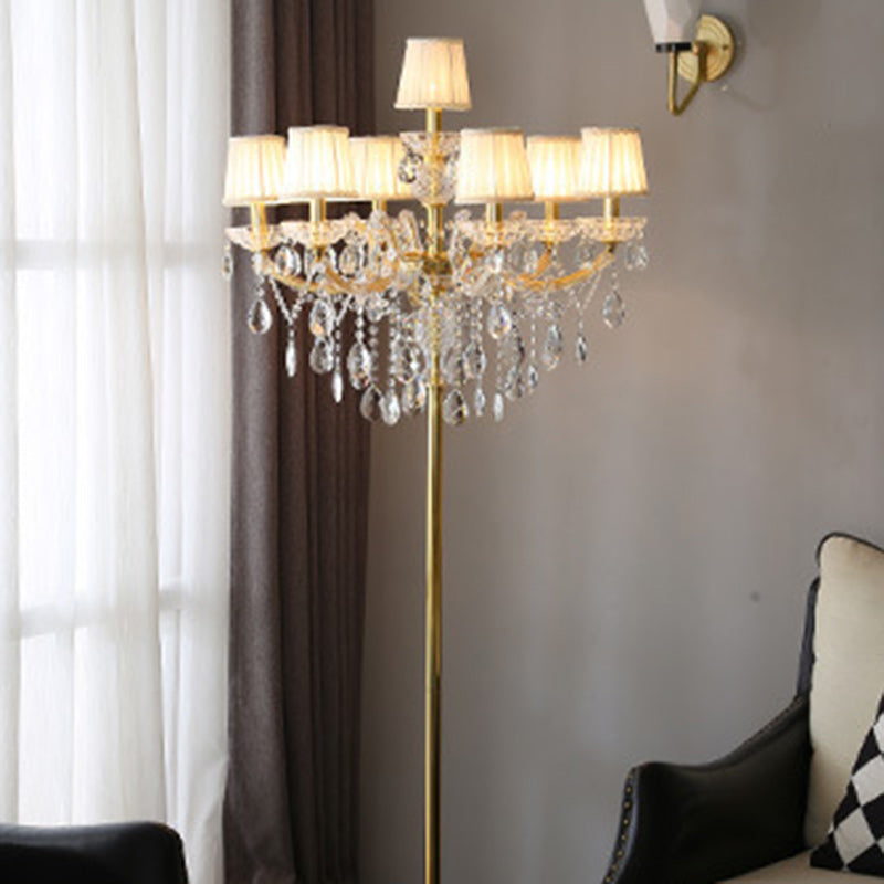 Candle Glass Fabric Metal 7-Light Floor Lamp