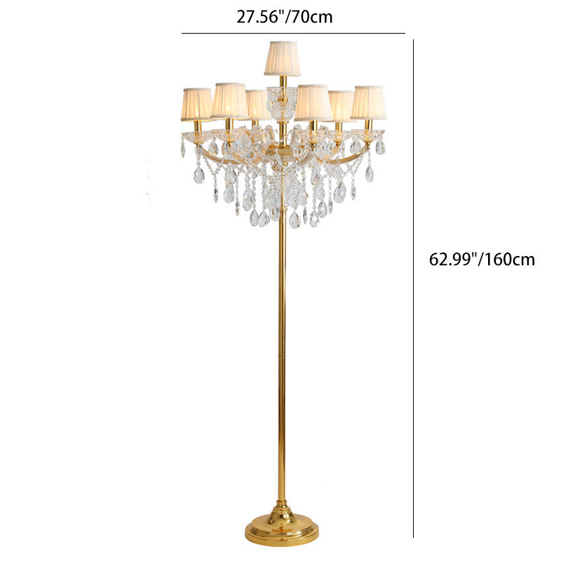 Candle Glass Fabric Metal 7-Light Floor Lamp