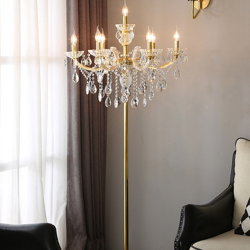 Candle Glass Fabric Metal 7-Light Floor Lamp