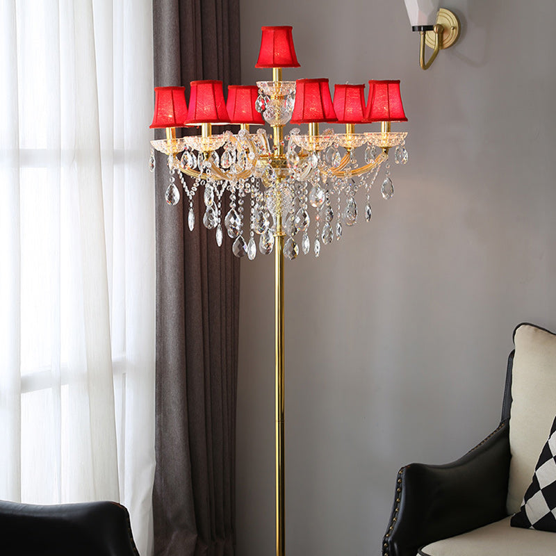 Candle Glass Fabric Metal 7-Light Floor Lamp